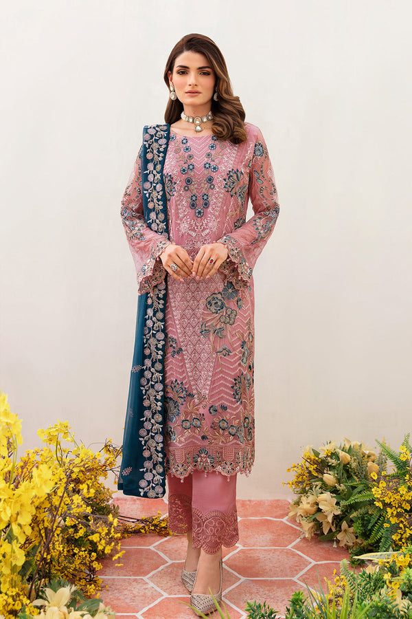 Baby Pink Embroidered Pakistani Salwar Kameez With Beautiful Contrast Dupatta
