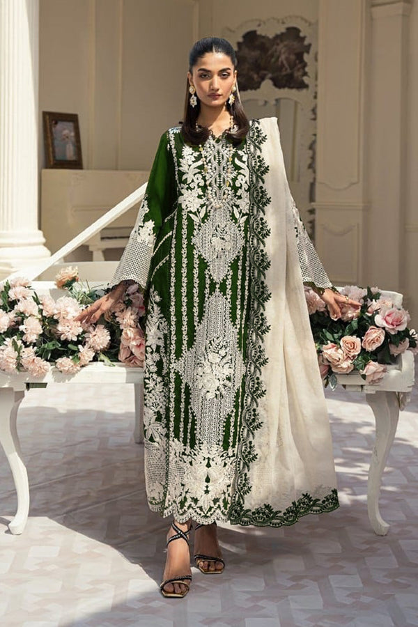 Green Heavy Georgette Pakistani Salwar Kameez With Important Silk Chex Dupatta Work