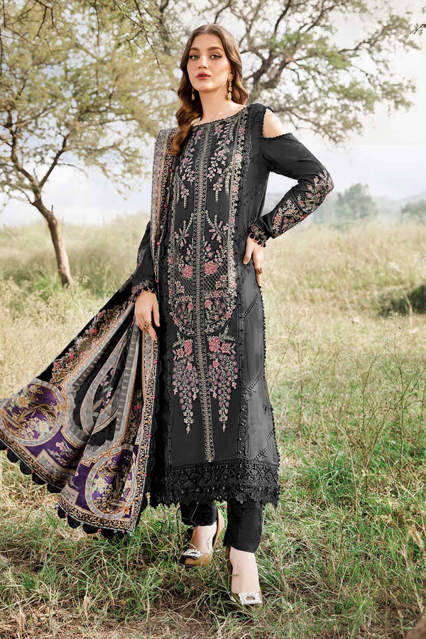 Heavy Rayon Long Black Pakistani Salwar Kameez With Cotton Printed Dupatta