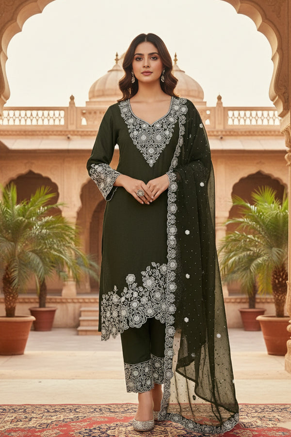 Festive Wear Pakistani Readymade Chikankari Salwar Kameez Black With Georgette Dupatta