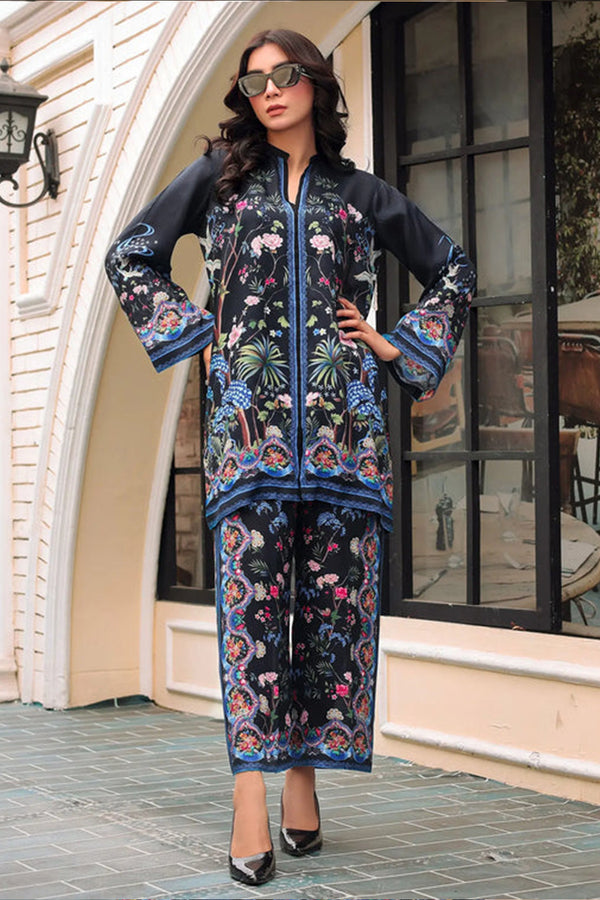 Black & Blue Floral Printed Kurta & Palazzo Set For Women – Latest Designer Co-Ord