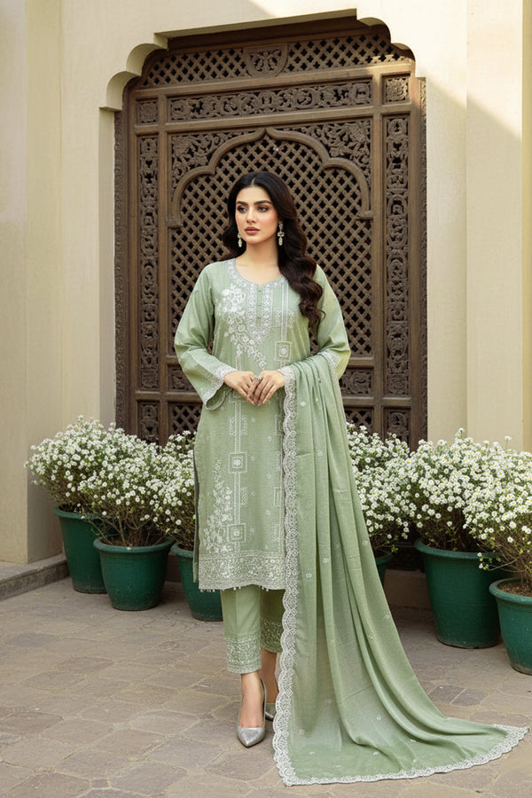 Readymade Pakistani Chiffon Tunic Pista Salwar Kameez With Pearl Work Chiffon Dupatta