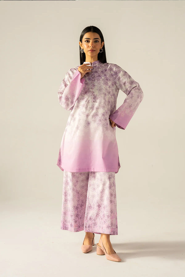 Hoortex Pakistani Lavender Kurta & Palazzo Floral Printed Co-Ord Palazzo Set