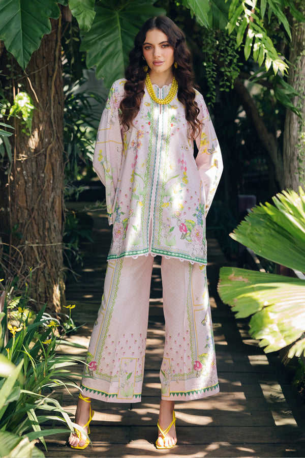 Light Pink Floral Printed Pakistani Co-Ord With Comfortable Palazzo Bottoms
