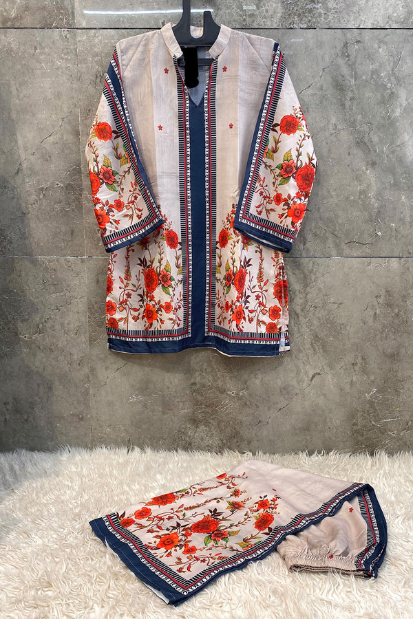 Trendy Rose Printed Cotton Kurti & Palazzo Co-Ord Set – Ethnic Outfit