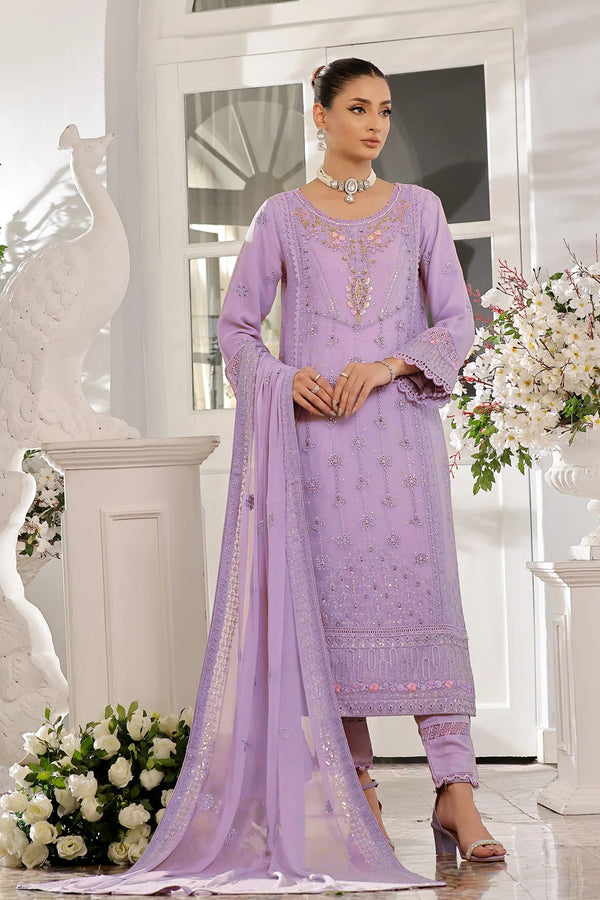 Hoortex Lovely Purple Suit – Designer Pakistani Wear With Organza Dupatta