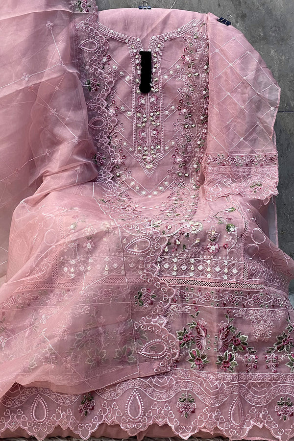 Baby Pink Pakistani Salwar Kameez Organza With Heavy Organza Beautiful Work Dupatta