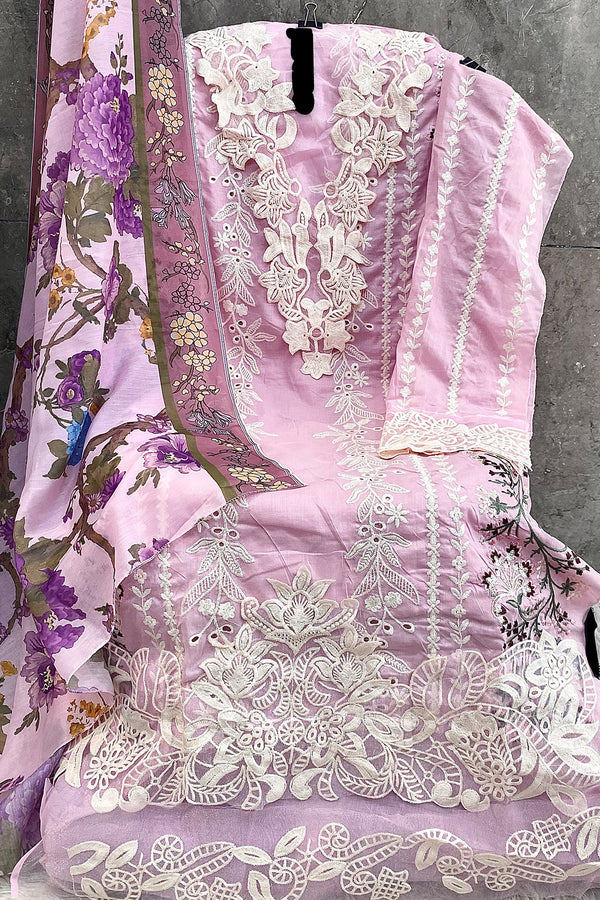 Pakistani Salwar Kameez Heavy Cotton Light Pink WIth Cotton Printed Dupatta