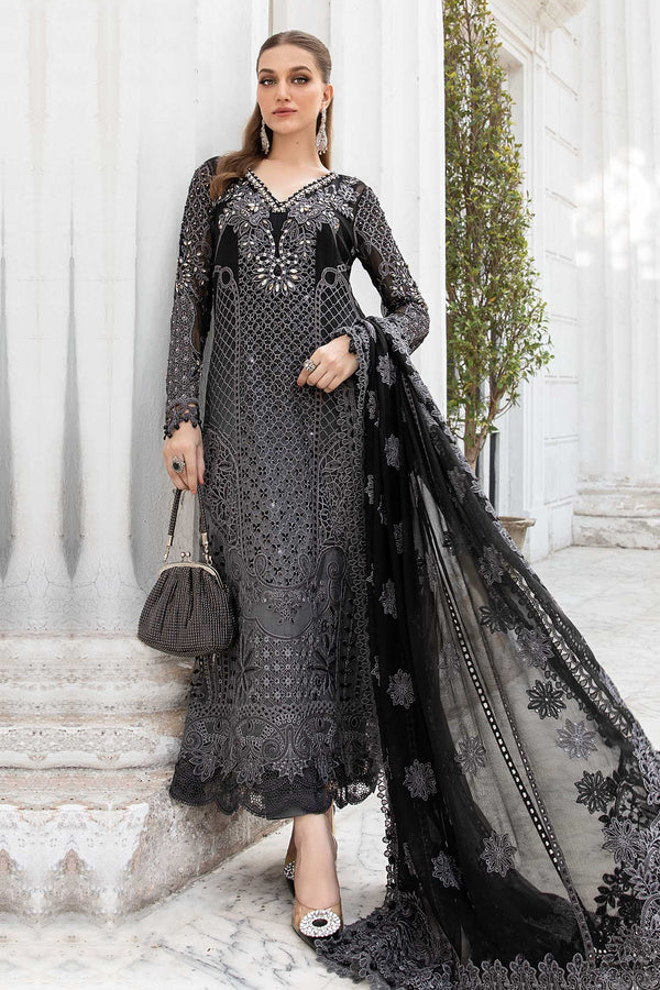 Pakistani Designer Straight Cut Georgette Salwar Kameez Black With Georgette Dupatta Work