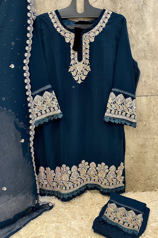 Full Stitched Pakistani Tunic Rama Salwar Kameez With Beautiful Less Georgette Dupatta