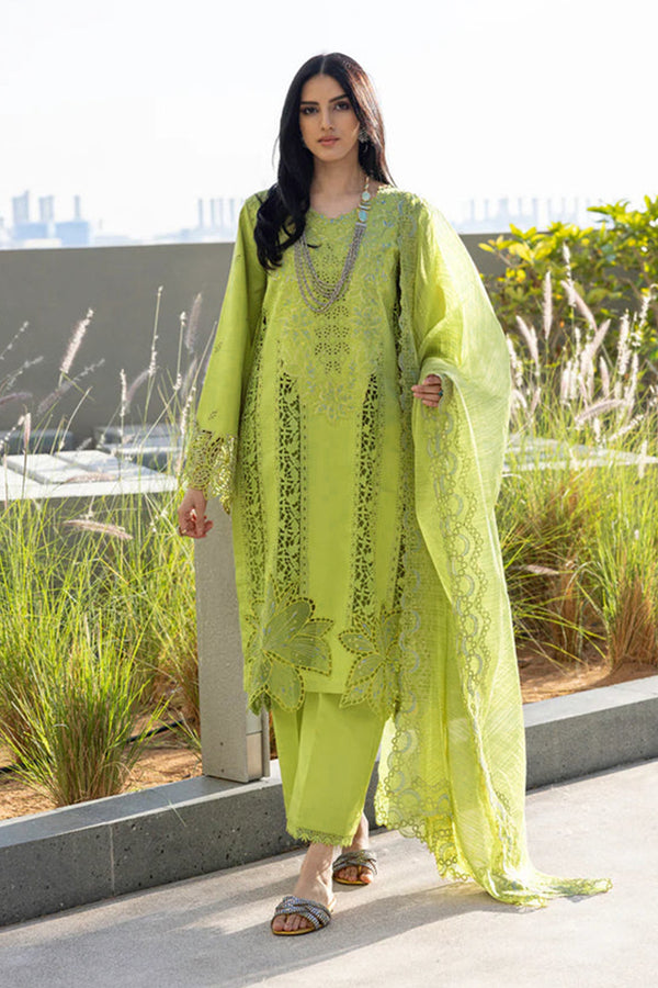 Lime Green Embroidered Pakistani Salwar Kameez With Beautiful Imported Chex Dupatta