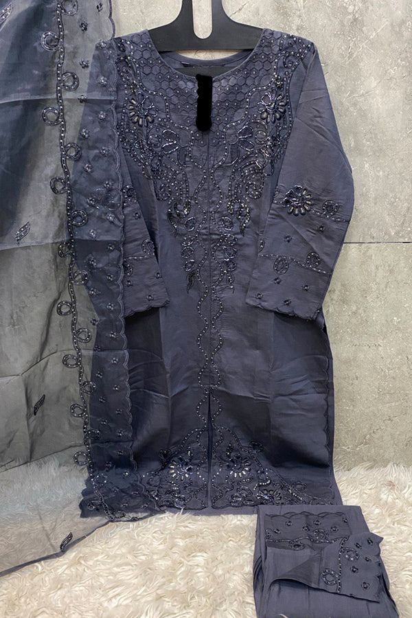 Ready To Wear Black Pakistani Tunic Premium Viscose with Organza Embroidery Dupatta