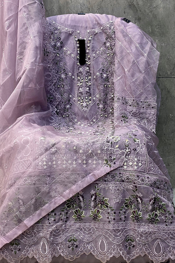 Dusty Purple Pakistani Salwar Kameez Organza With Heavy Organza Beautiful Work Dupatta