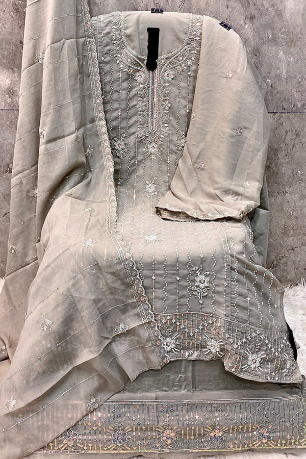 Chiku Star Faux Georgette Pakistani Salwar Kameez With Faux Georgette Dupatta Work