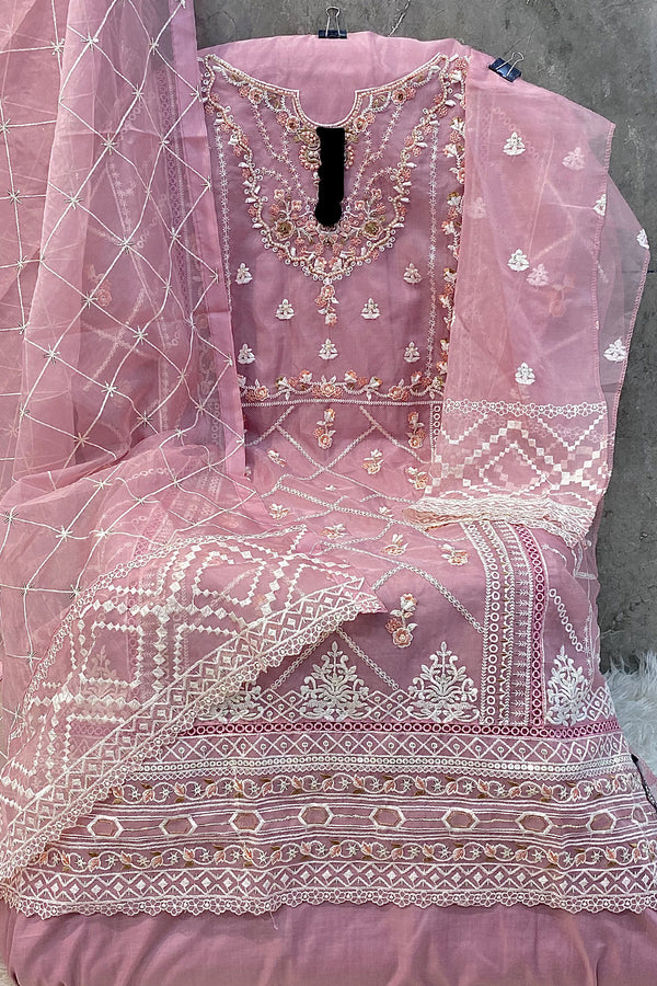 Hoortex Women’s Party Wear Salwar Kameez – Pink Organza Collection