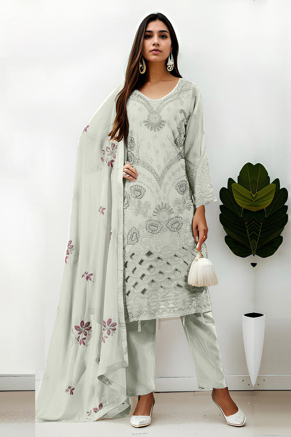 Amazing Light Pista Front & Back Pakistani Salwar Kameez Work With Beautiful Embroidery Dupatta Work-3