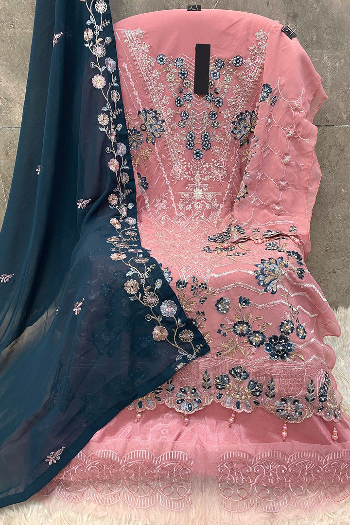 Baby Pink Embroidered Pakistani Salwar Kameez With Beautiful Contrast Dupatta 3
