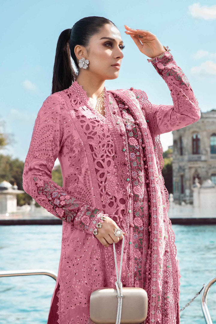 Baby Pink Heavy Rayon Pakistani Salwar Kameez With Beautiful Chiffon Digital Printed Dupatta