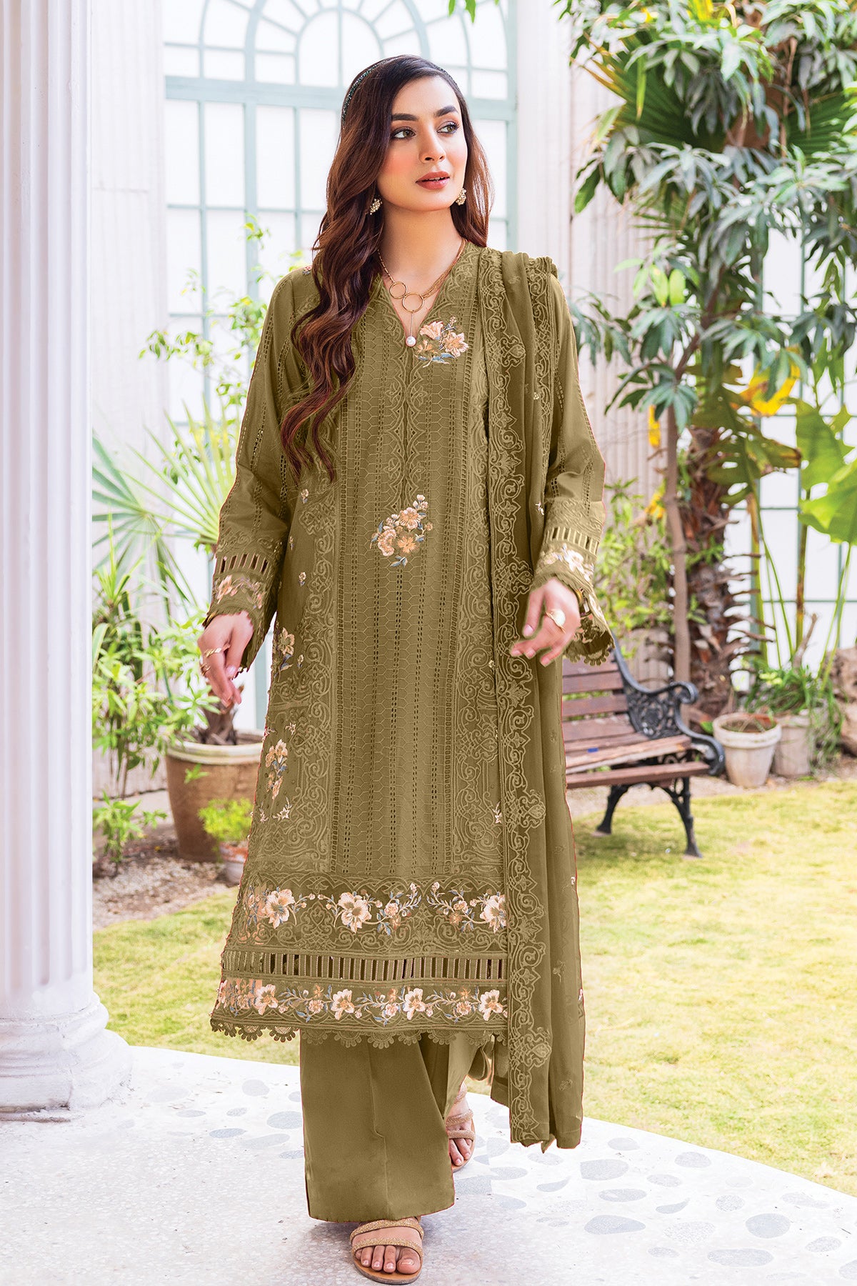 Buy 68/10XL Size Mehndi Silk Plus Size Sharara Online for Women in USA