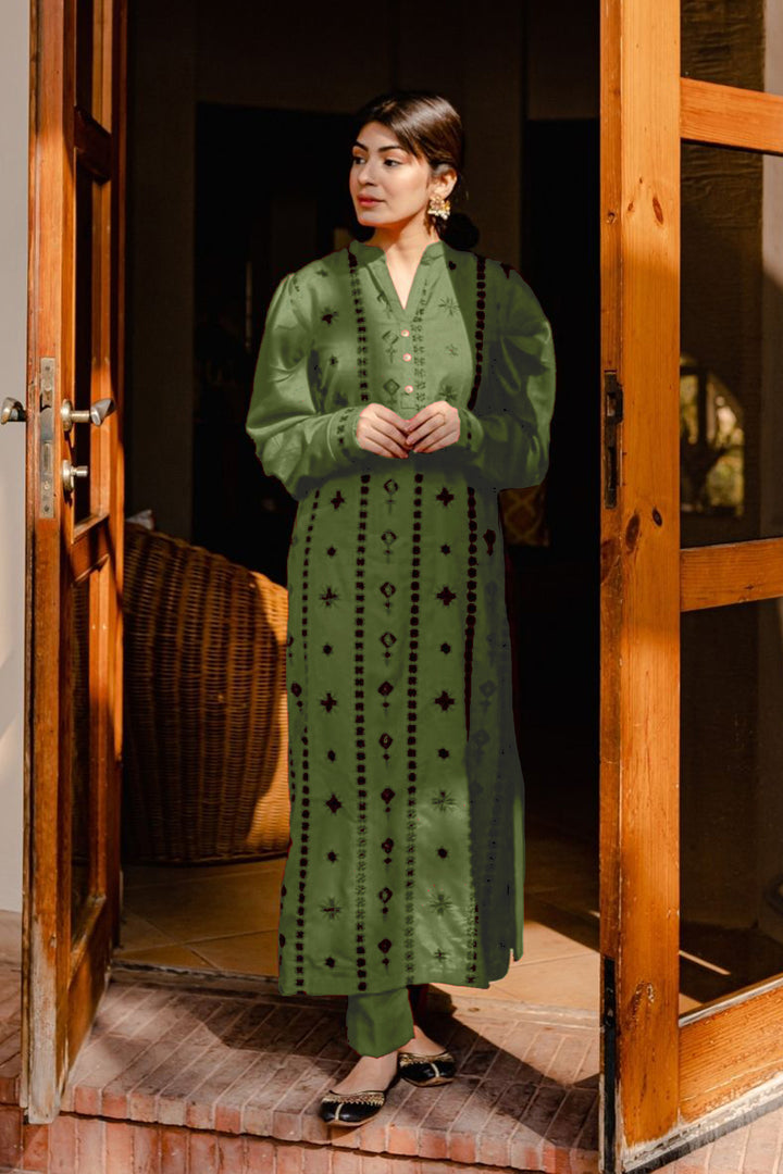 Bottle Green Ready To Wear Long Tunic Pakistani Salwar Kameez 2