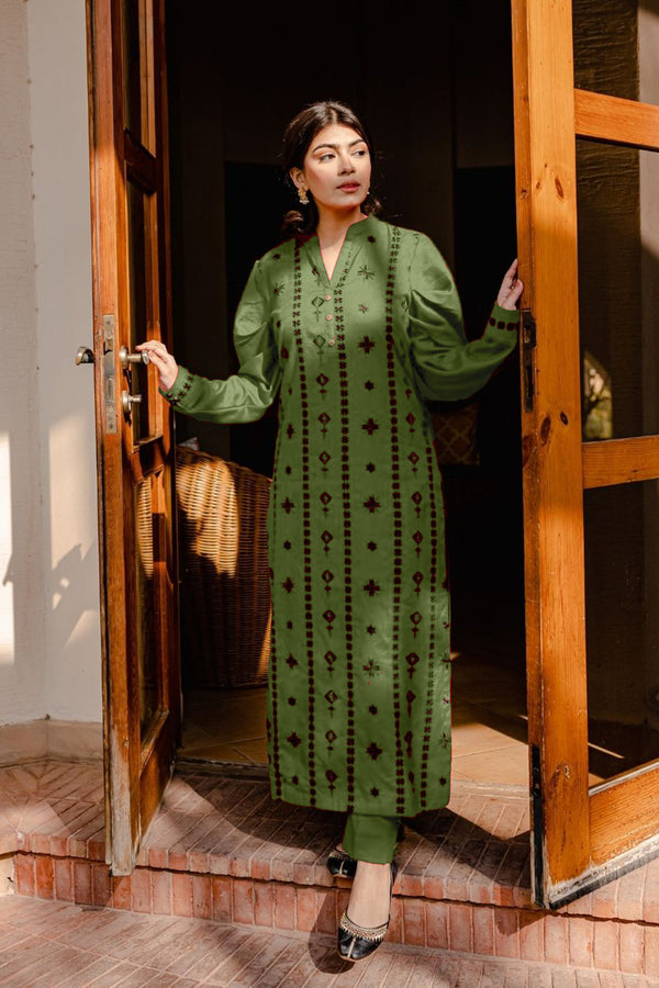 Bottle Green Ready To Wear Long Tunic Pakistani Salwar Kameez 4