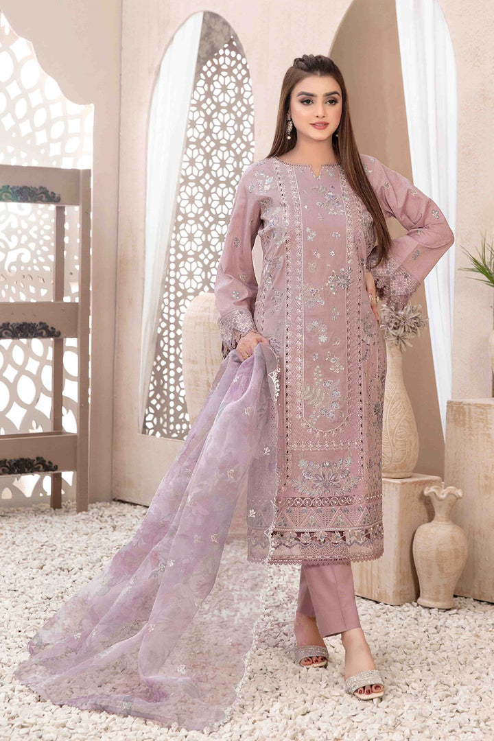 Casual Wear Baby Pink Georgette Pakistani Salwar Kameez With Organza Printed Dupatta-5