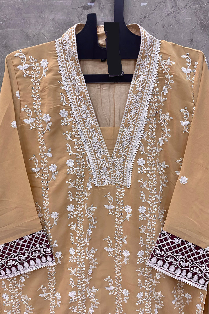 Chiku Stitched Tunic Pakistani Salwar Kameez With Contrast Dupatta