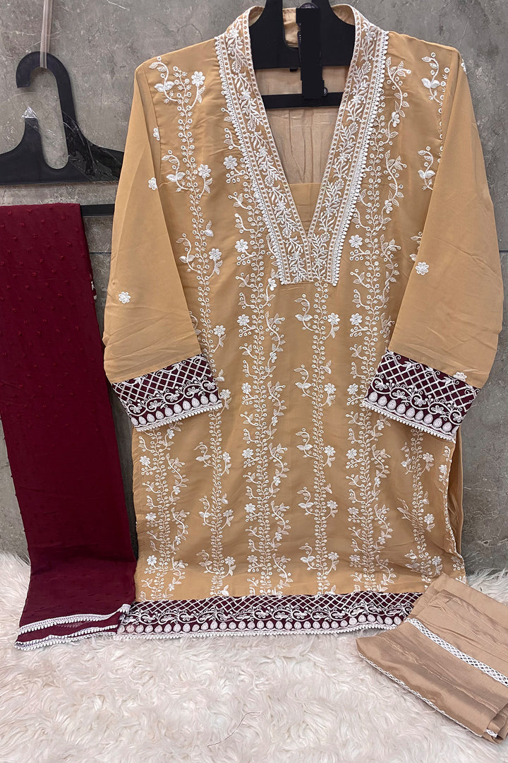 Chiku Stitched Tunic Pakistani Salwar Kameez With Contrast Dupatta 1