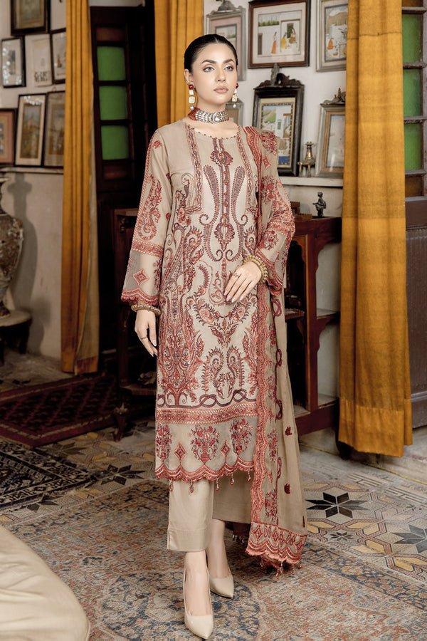 Coco Color Pakistani Salwar Kameez With Stylish Heavy Embroidered Work Dupatta 3