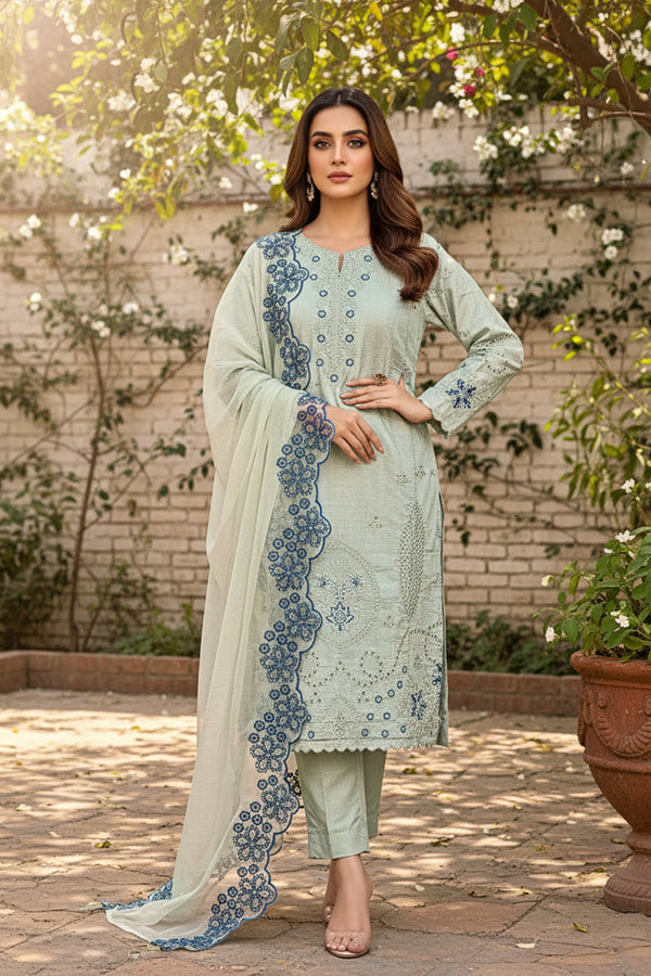 Readymade Designer Crystal Viscose Pakistani Salwar Kameez Light Pista & Organza Dupatta