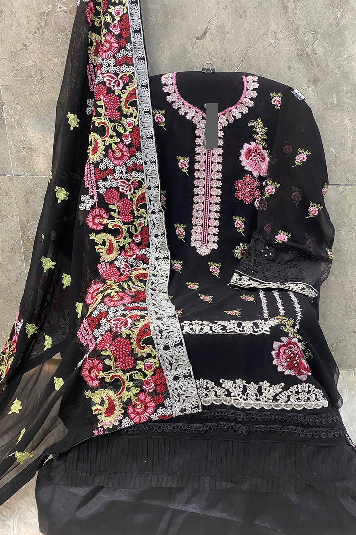 Dark Black Embroidered Pakistani Style Salwar Kameez With Heavy Work Dupatta-3