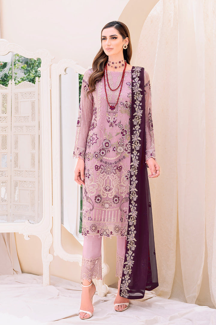 Dusty Pink Color Pakistani Salwar Kameez With Heavy Embroidery Work Dupatta 5