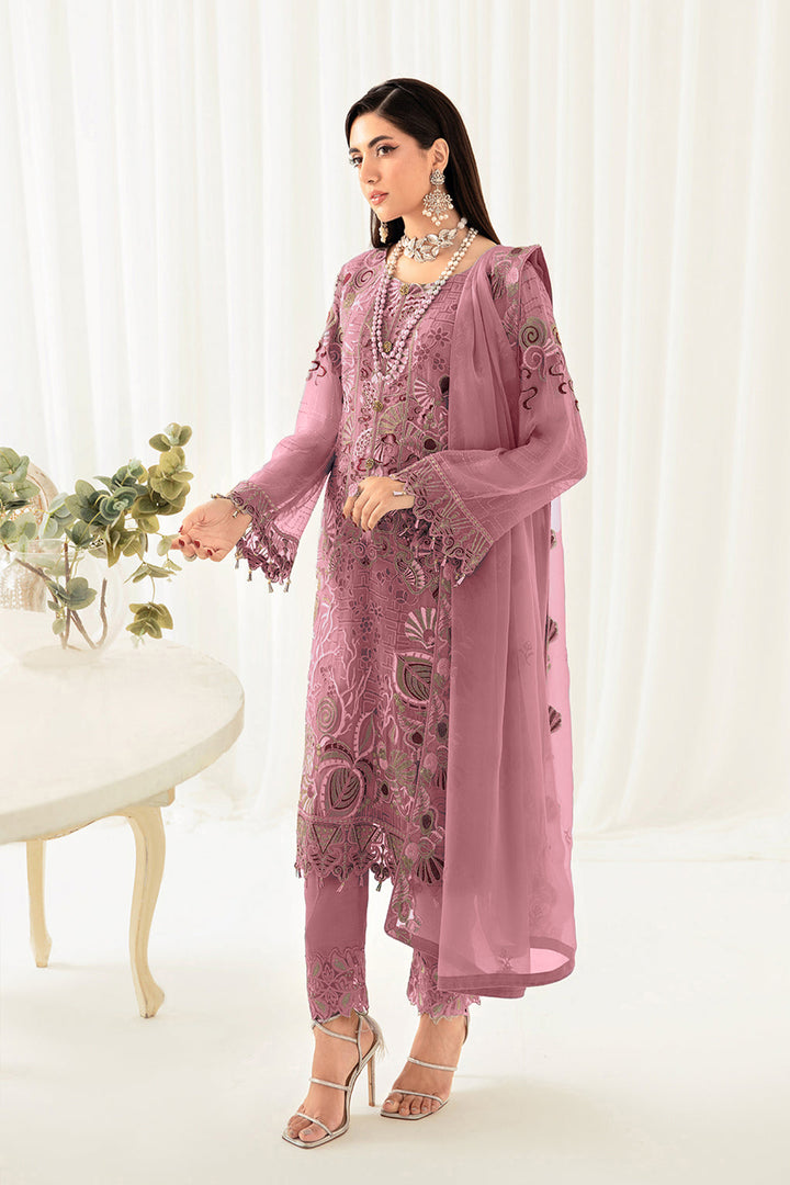 Dusty Pink Pakistani Salwar Kameez Moti Work With Heavy Embroidery Work Dupatta-4