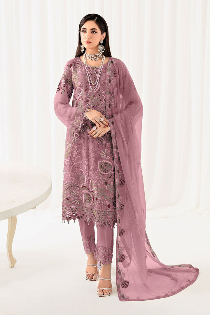 Dusty Pink Pakistani Salwar Kameez Moti Work With Heavy Embroidery Work Dupatta