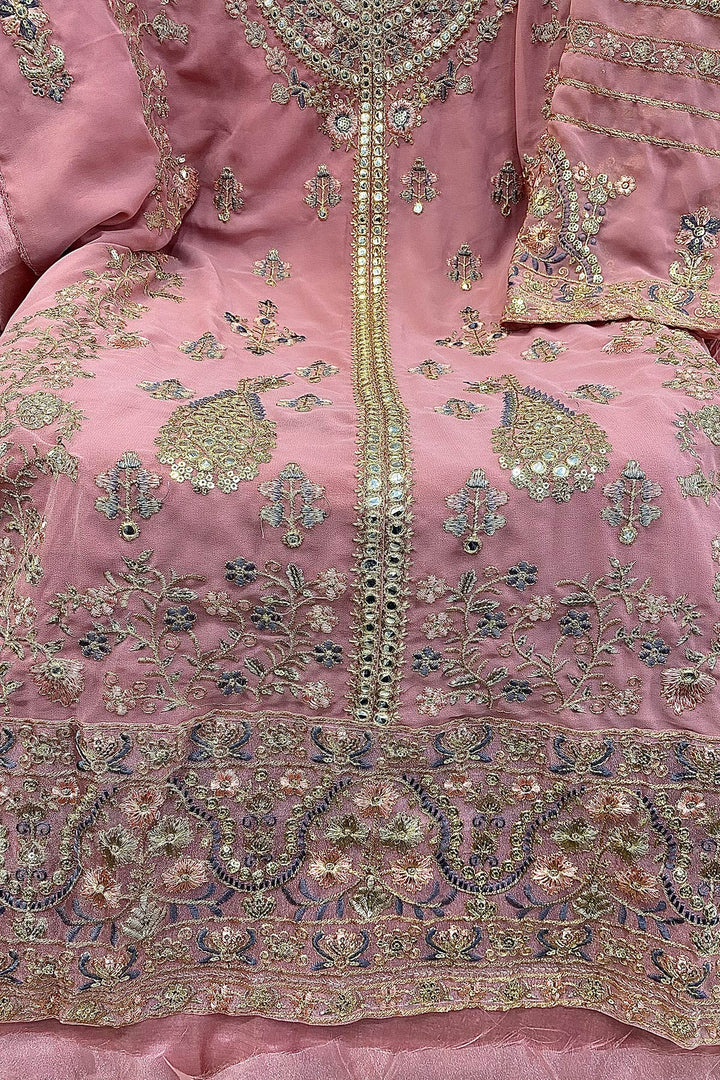 Eid Wear Baby Pink Pakistani Sharara Designer Foil Work With Beautiful Embroidery Dupatta Work-1