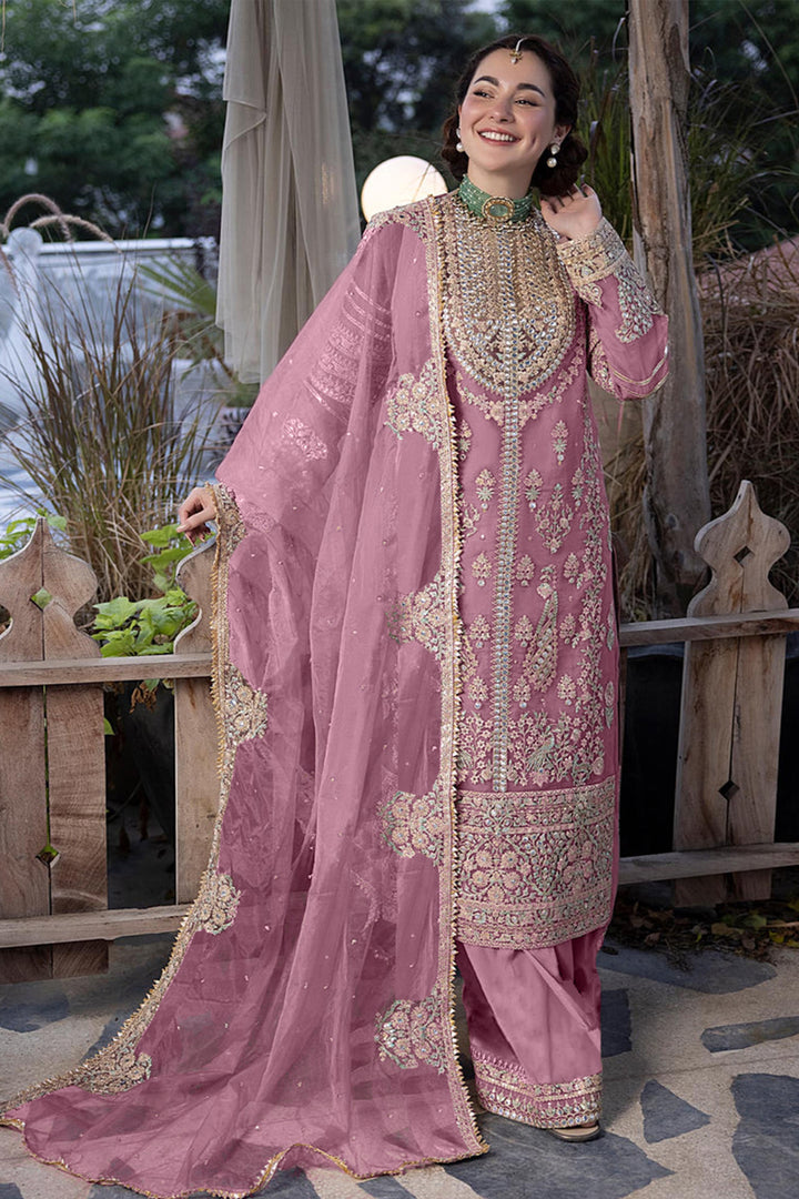 Eid Wear Baby Pink Pakistani Sharara Designer Foil Work With Beautiful Embroidery Dupatta Work-3