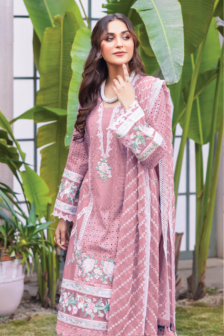 Georgette Embroidered Baby Pink Pakistani Salwar Kameez With White Embroidery Dupatta Work