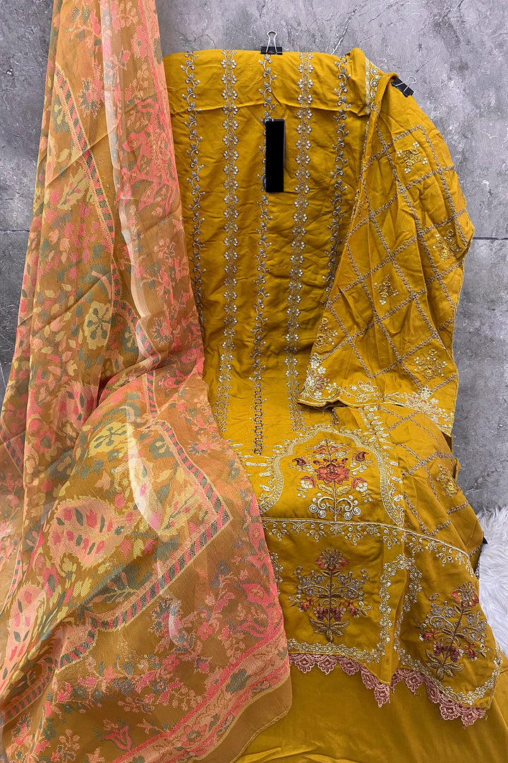 Hoortex Wedding Wear Yellow Color Pakistani Salwar Kameez With Chiffon Digital Printed Dupatta 3