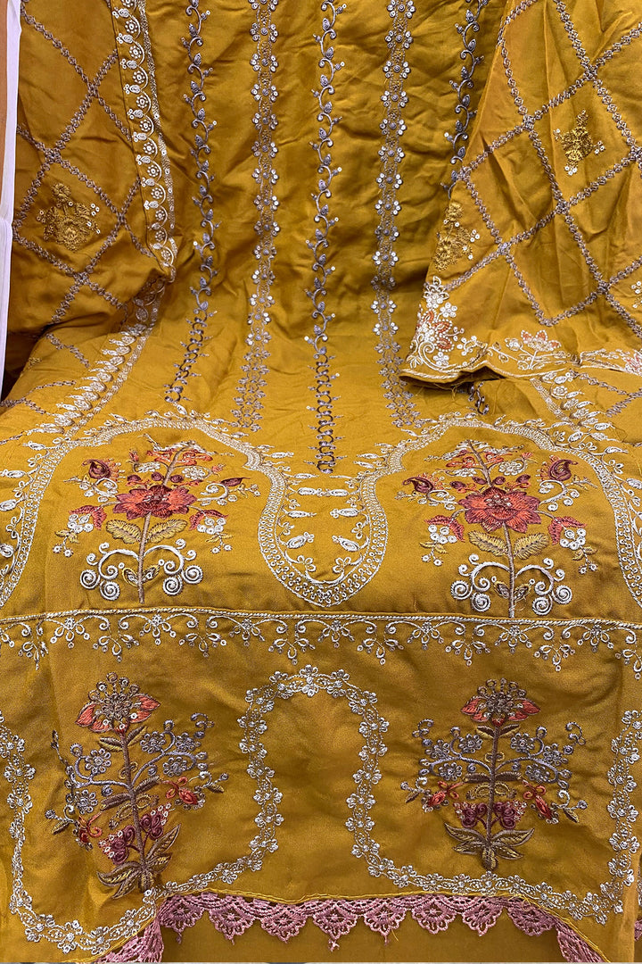 Hoortex Wedding Wear Yellow Color Pakistani Salwar Kameez With Chiffon Digital Printed Dupatta 4