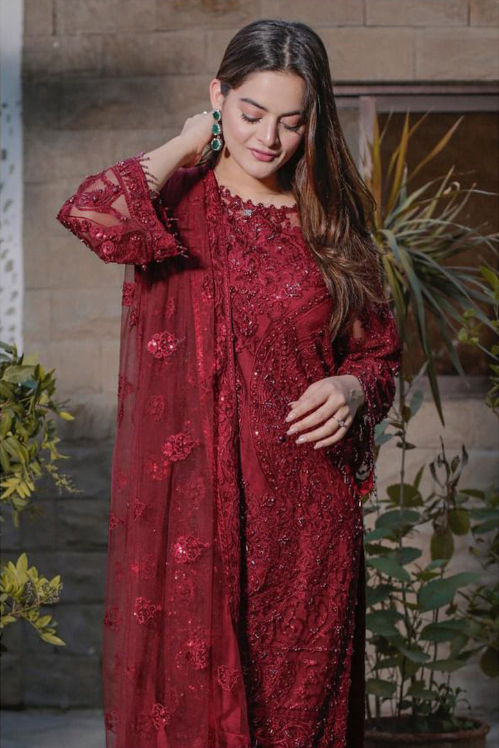 Imperial Red Color Designer Pakistani Salwar With Heavy Work & Frill Work Dupatta 4