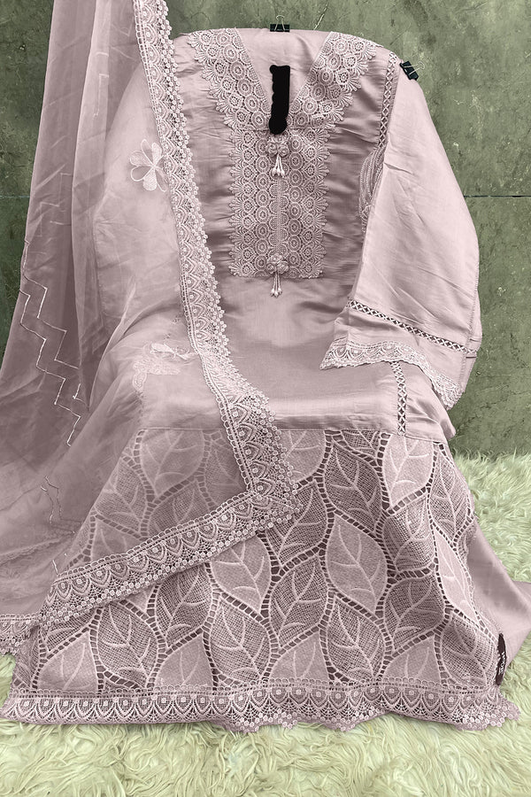 Imported Korean Fabric Light Purple Pakistani Salwar Kameez With Beautiful Heavy Net Dupatta 1