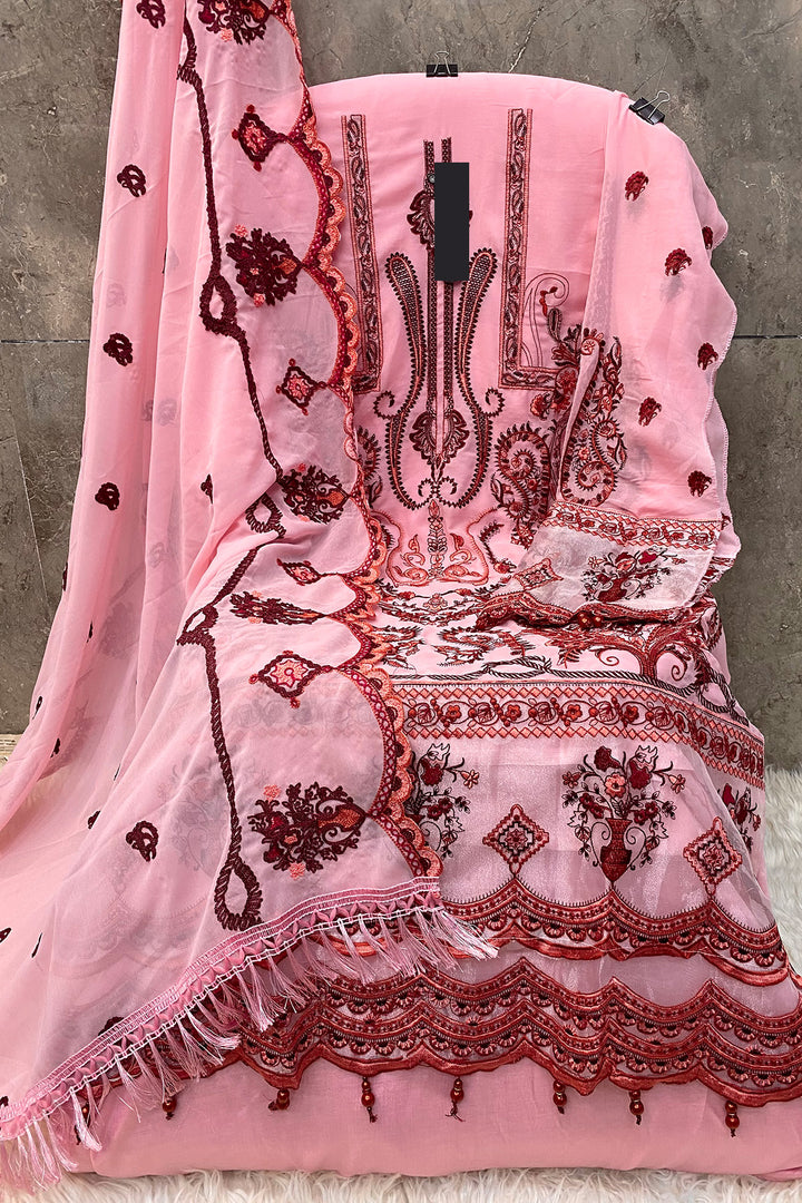 Light Pink Pakistani Salwar Kameez Georgette Fabric With Beautiful Work Dupatta 1