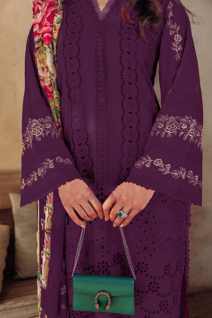 Luxury Pakistani Salwar Kameez Cotton Purple With Digital Printed Dupatta