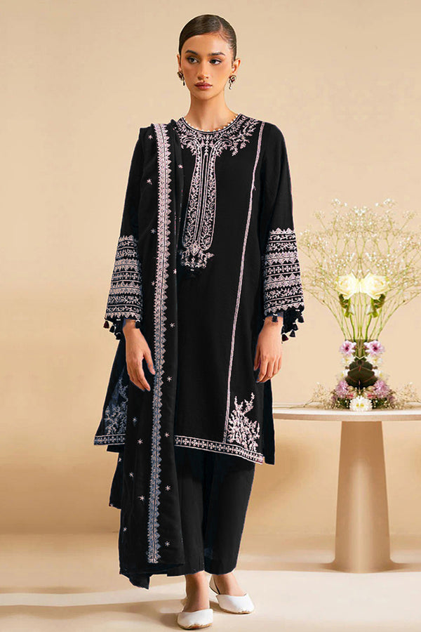 Readymade Chinon Black Pakistani Salwar Kameez With Attractive Chinon Dupatta