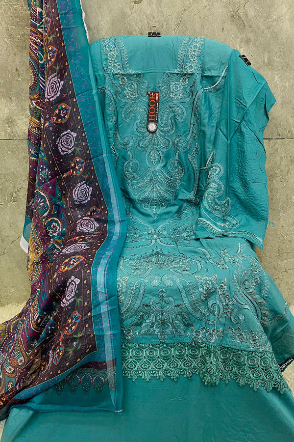 Latest Rayon Pakistani Salwar Kameez Rama With Naznin Digital Printed Dupatta