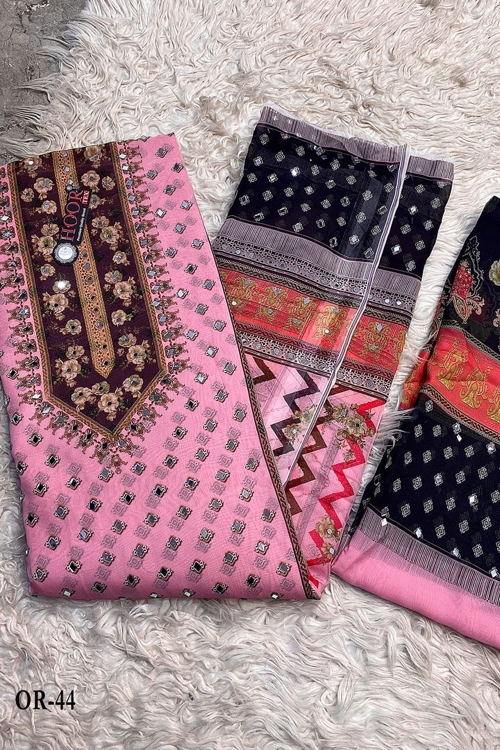 Pakistani Collections Heavy Organza Baby Pink Mirror Work With Organza Beautiful Dupatta 1