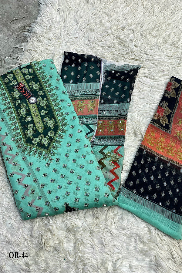 Pakistani Collections Heavy Organza Rama Mirror Work With Organza Beautiful Dupatta 