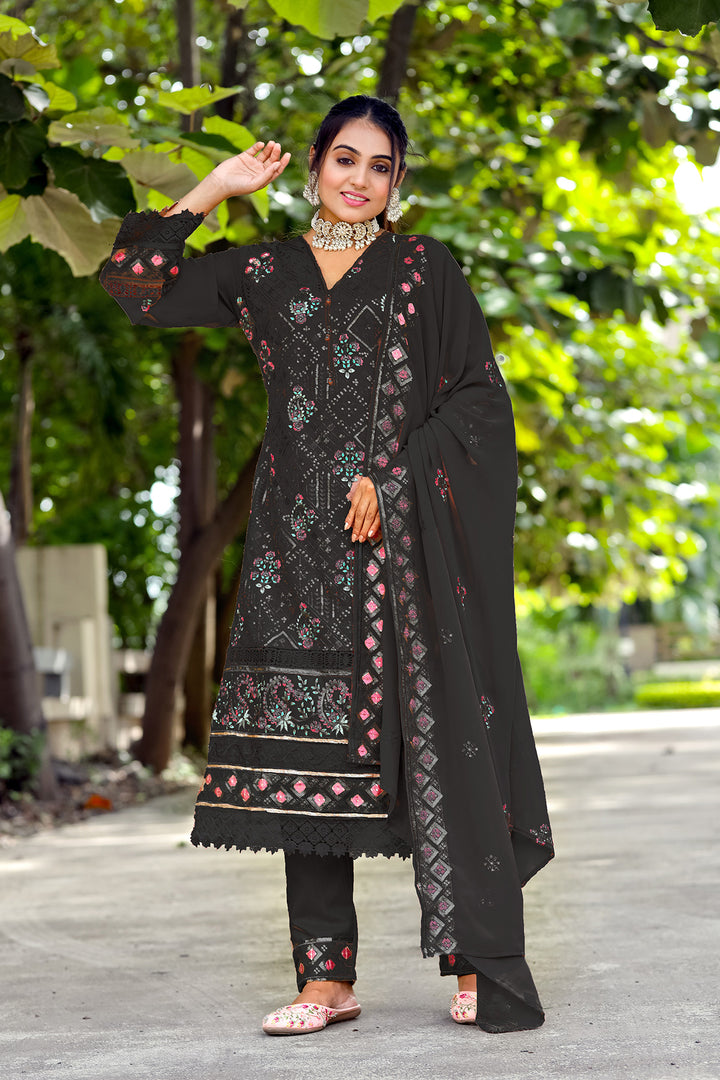 Pakistani New Tunic Collection Readymade Black Color Salwar Kameez With Heavy Work Dupatta 6