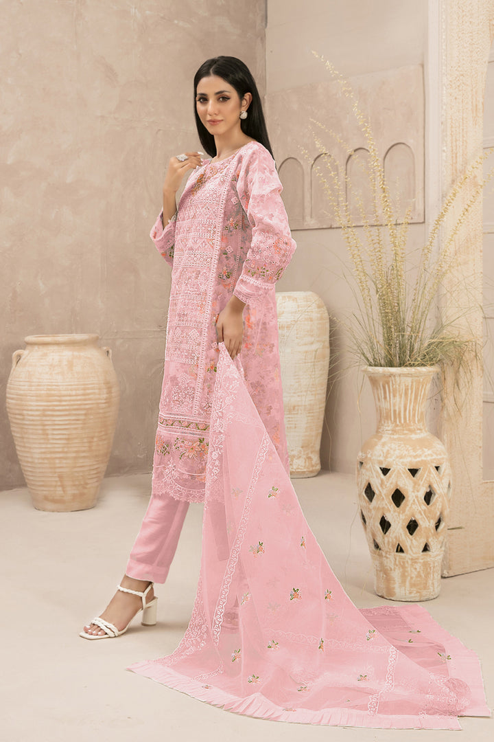 Pakistani Salwar Kameez Peach Ready To Wear Digital Printed With Beautiful Frill Dupatta Work-1