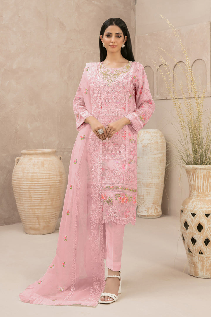 Pakistani Salwar Kameez Peach Ready To Wear Digital Printed With Beautiful Frill Dupatta Work-2